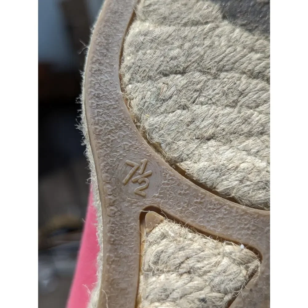 J Crew Seville Espadrille Wedges Canvas Salmon Pink Womens 7.5 Heels Summer Twee